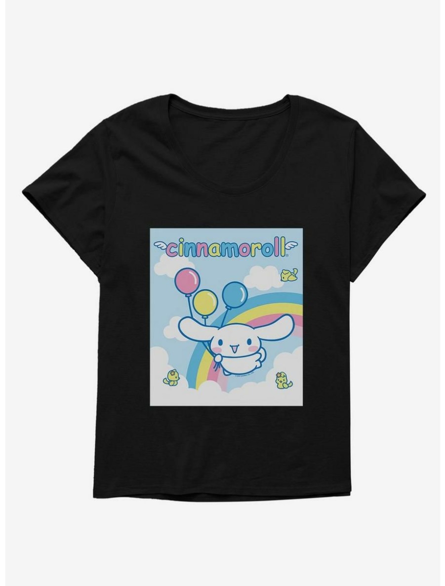 Anime * | Anime Cinnamoroll Balloons And Rainbow Womens T-Shirt Plus Size