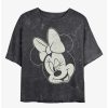 Cartoons * | Cartoons Disney Minnie Mouse Minnie Wink Mineral Wash Crop Womens T-Shirt