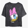 Cartoons * | Cartoons Disney Mickey Mouse Daisy Big Face Mineral Wash Crop Womens T-Shirt