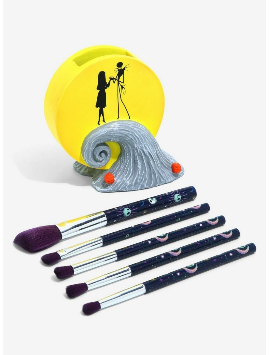 Horror * | Horror Disney'S The Nightmare Before Christmas Jack & Sally Spiral Hill Makeup Brush Set & Holder Boxlunch Exclusive