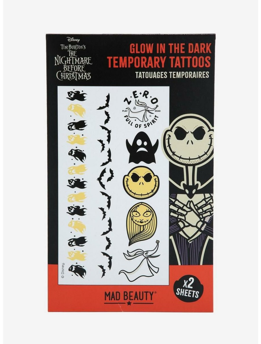 Horror * | Horror Disney The Nightmare Before Christmas Glow-In-The-Dark Temporary Tattoos