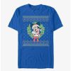 Cartoons * | Cartoons Disney Mickey Mouse Ugly Christmas Sweater Wreath T-Shirt