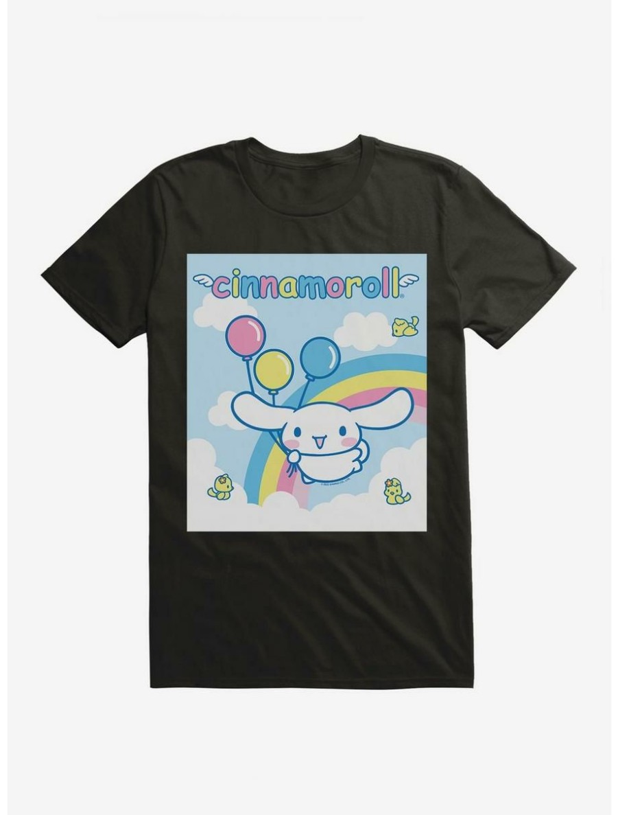 Anime * | Anime Cinnamoroll Balloons And Rainbow T-Shirt