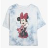 Cartoons * | Cartoons Disney Minnie Mouse Classic Traditional Womens Tie-Dye Crop T-Shirt