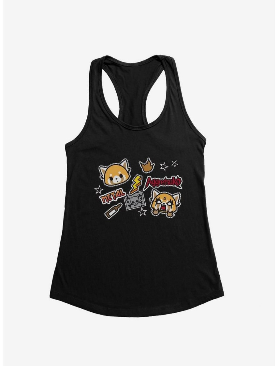 Anime * | Anime Aggretsuko Metal Gig Stickers Womens Tank Top