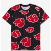 Anime * | Anime Naruto Shippuden Akatsuki Cloud Allover Print Women'S T-Shirt Boxlunch Exclusive