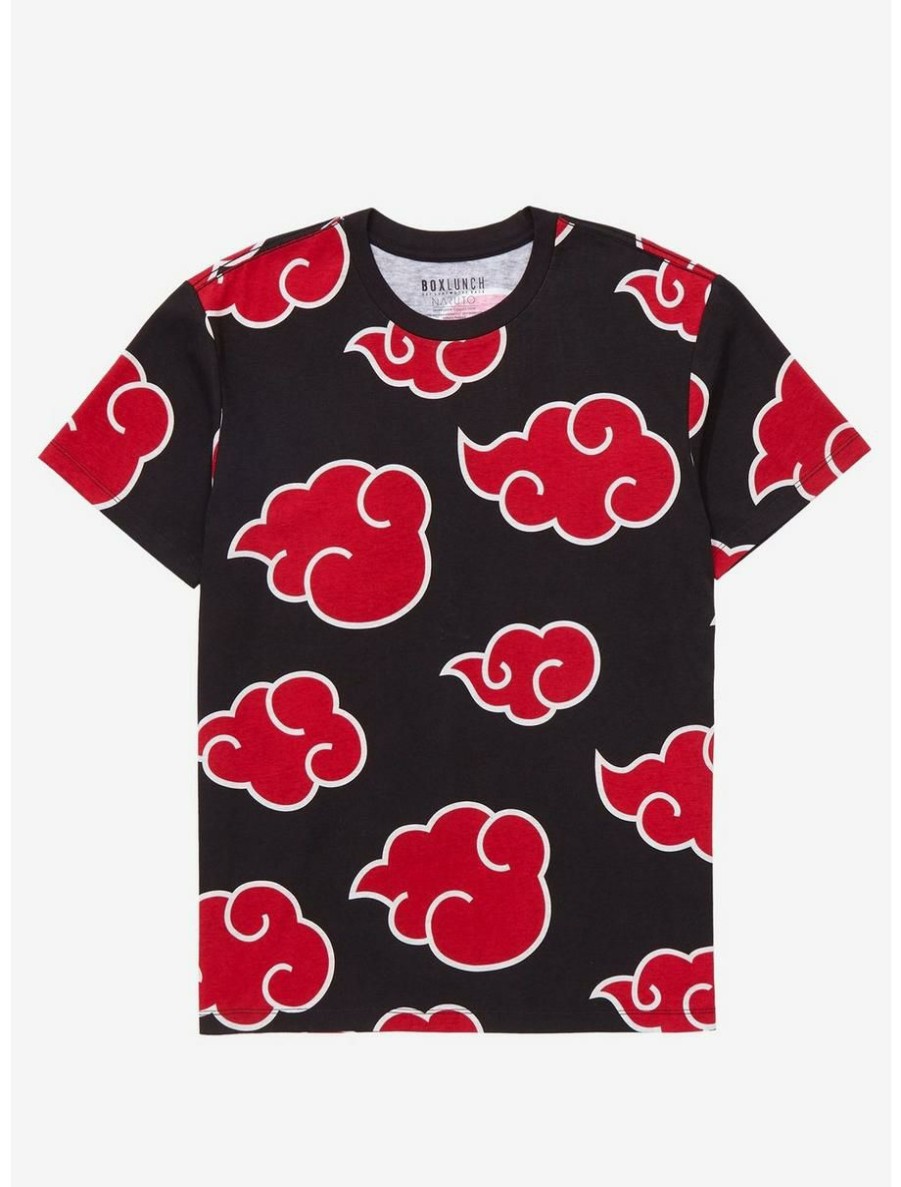 Anime * | Anime Naruto Shippuden Akatsuki Cloud Allover Print Women'S T-Shirt Boxlunch Exclusive