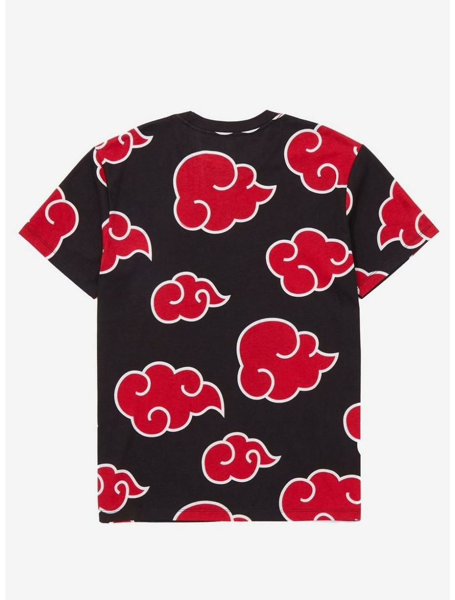 Anime * | Anime Naruto Shippuden Akatsuki Cloud Allover Print Women'S T-Shirt Boxlunch Exclusive