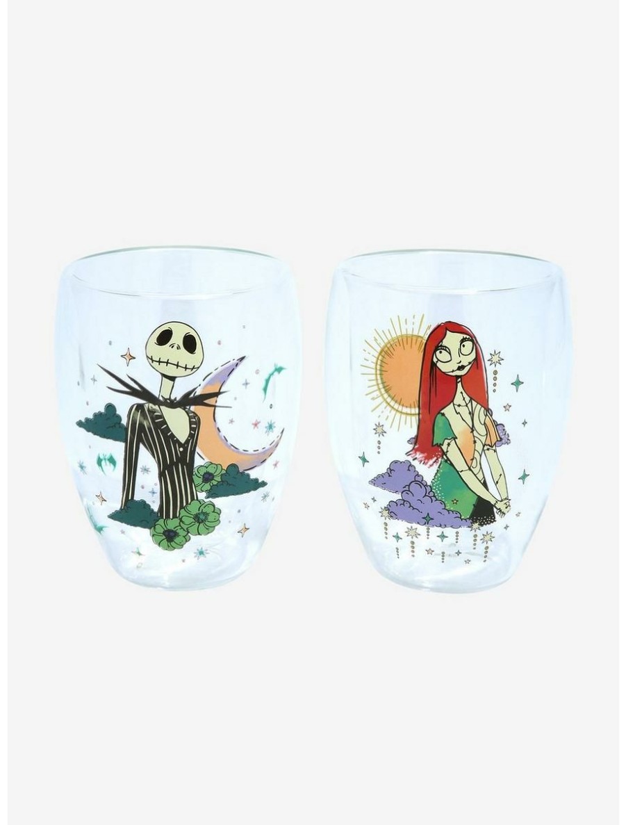 Horror * | Horror Disney The Nightmare Before Christmas Jack Skellington & Sally Celestial Wine Glass Set