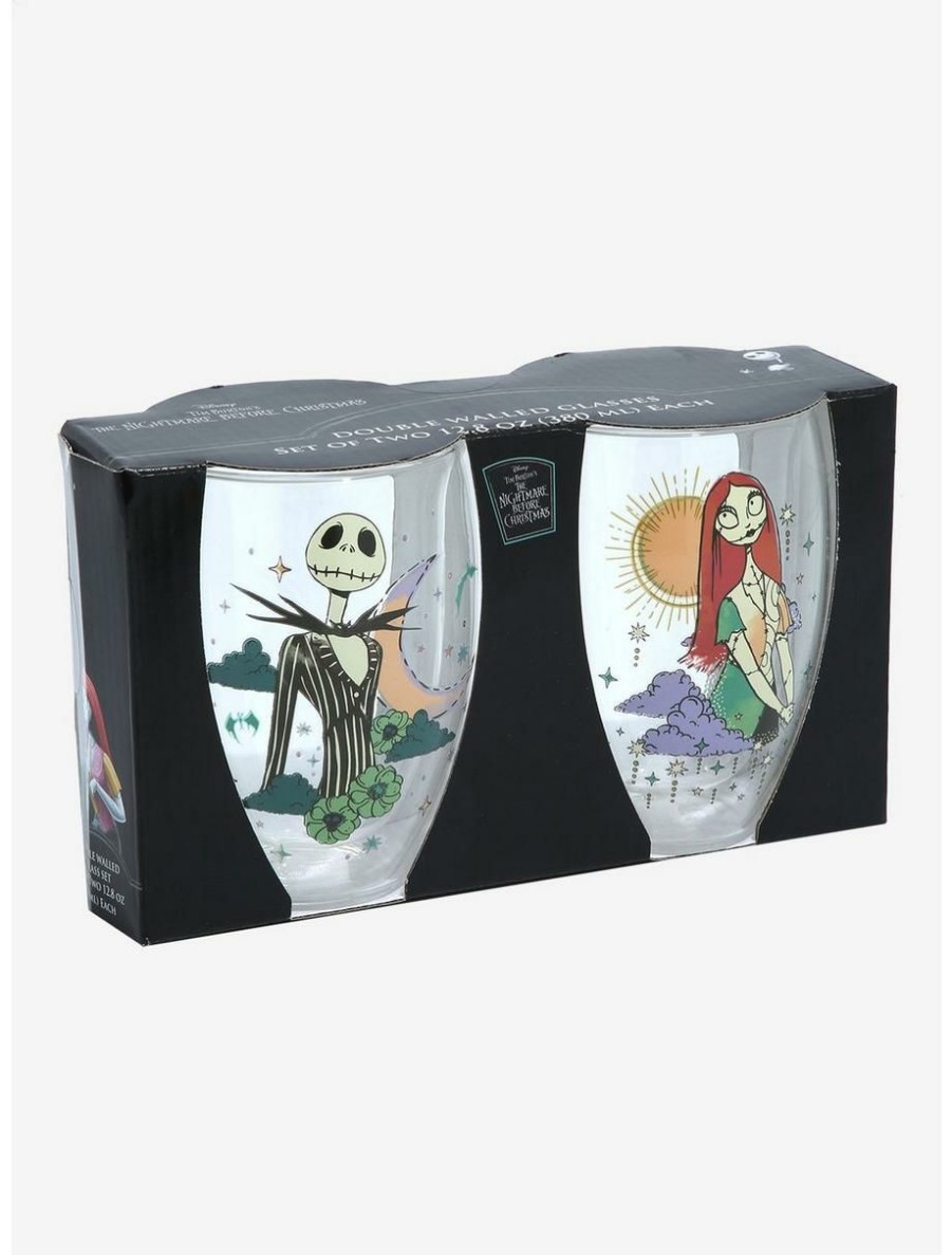 Horror * | Horror Disney The Nightmare Before Christmas Jack Skellington & Sally Celestial Wine Glass Set