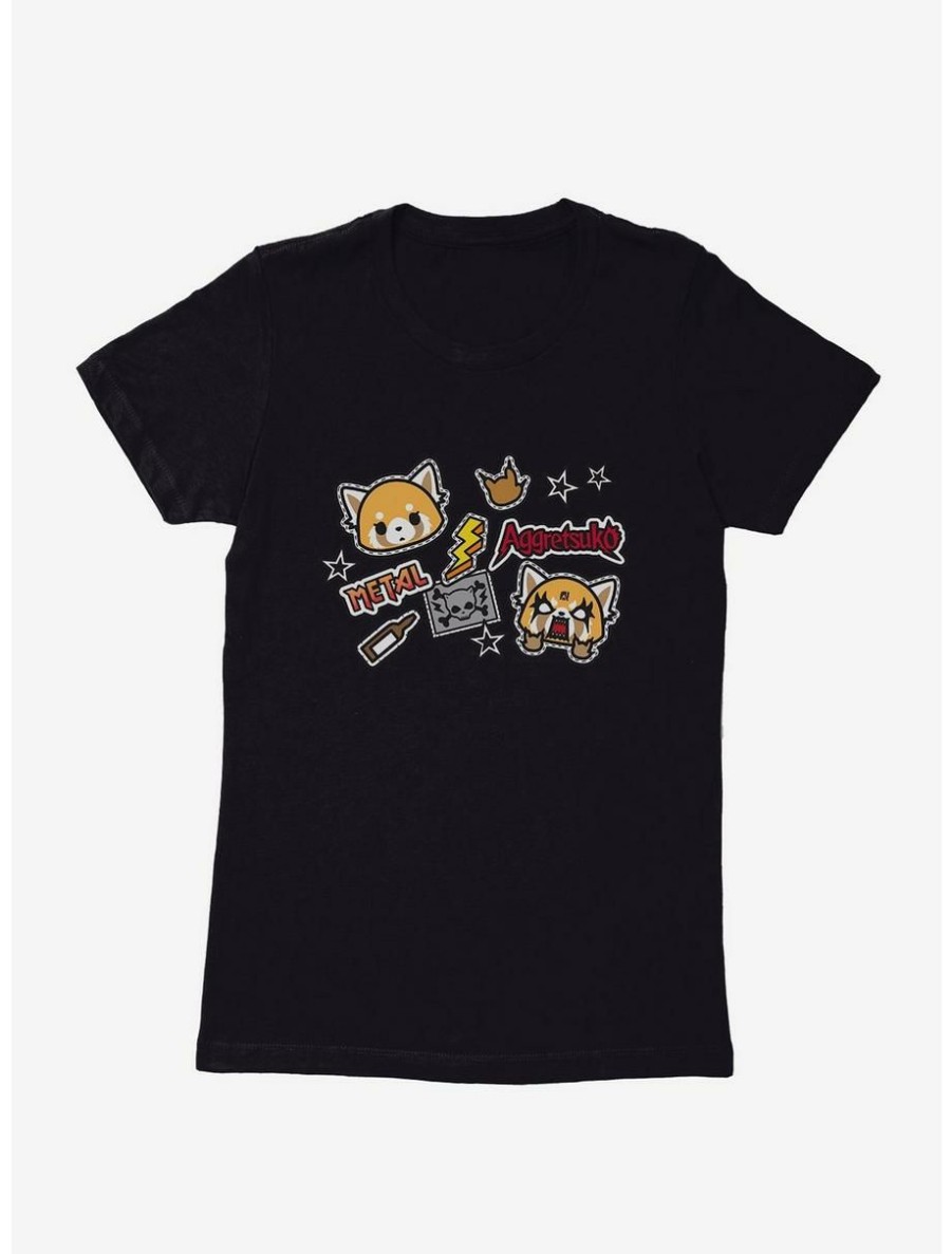 Anime * | Anime Aggretsuko Metal Gig Stickers Womens T-Shirt