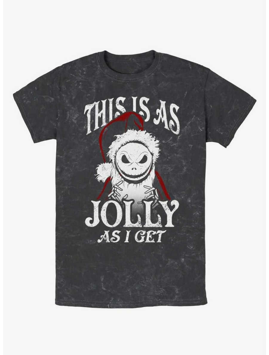 Horror * | Horror Disney The Nightmare Before Christmas Jolly Santa Jack Mineral Wash T-Shirt