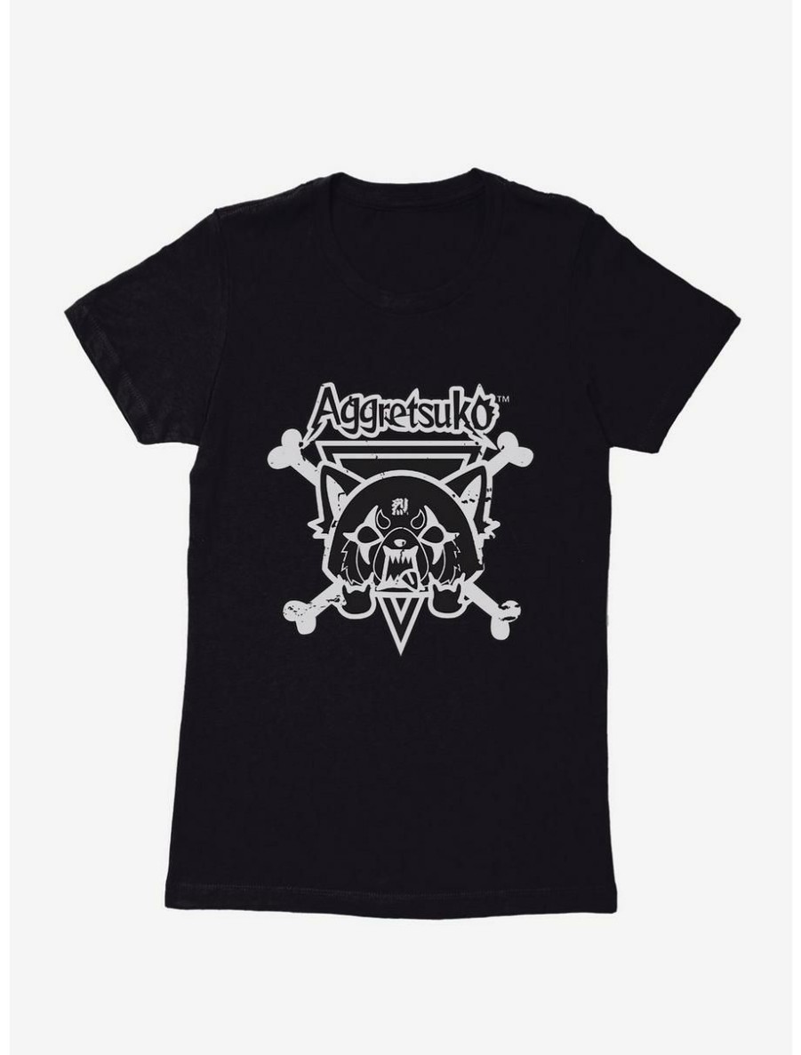 Anime * | Anime Aggretsuko Metal Crossbones Womens T-Shirt