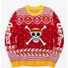 Anime * | Anime One Piece Straw Hat Pirates Jolly Roger Emblem Holiday Sweater Boxlunch Exclusive