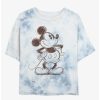 Cartoons * | Cartoons Disney Mickey Mouse Sketch Womens Tie-Dye Crop T-Shirt