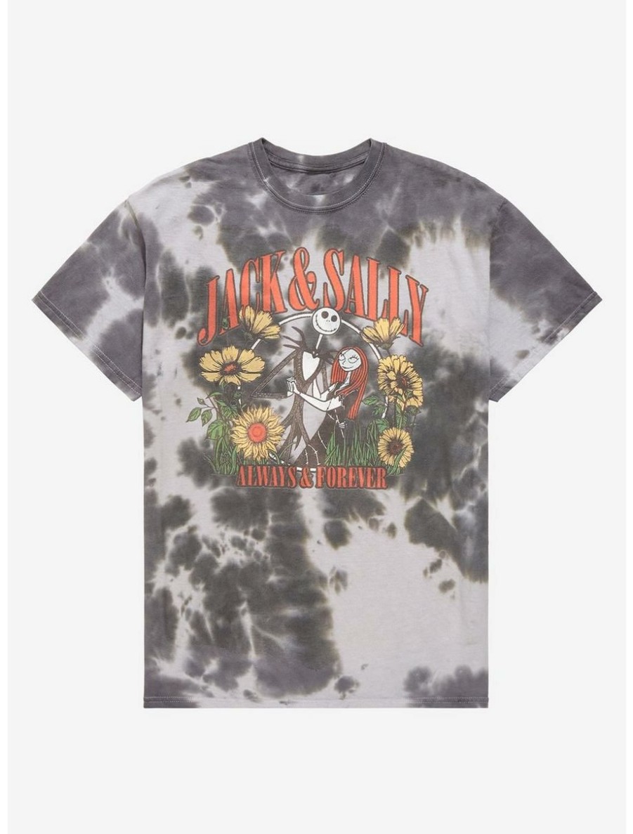 Horror * | Horror Disney The Nightmare Before Christmas Jack & Sally Always & Forever Tie-Dye T-Shirt Boxlunch Exclusive