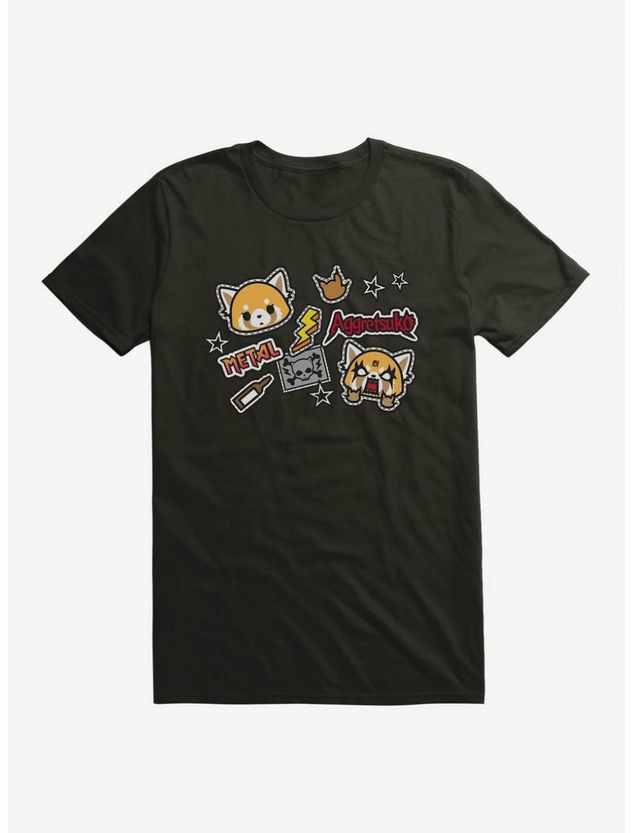 Anime * | Anime Aggretsuko Metal Gig Stickers T-Shirt