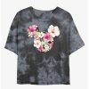 Cartoons * | Cartoons Disney Mickey Mouse Tropical Flower Womens Tie-Dye Crop T-Shirt